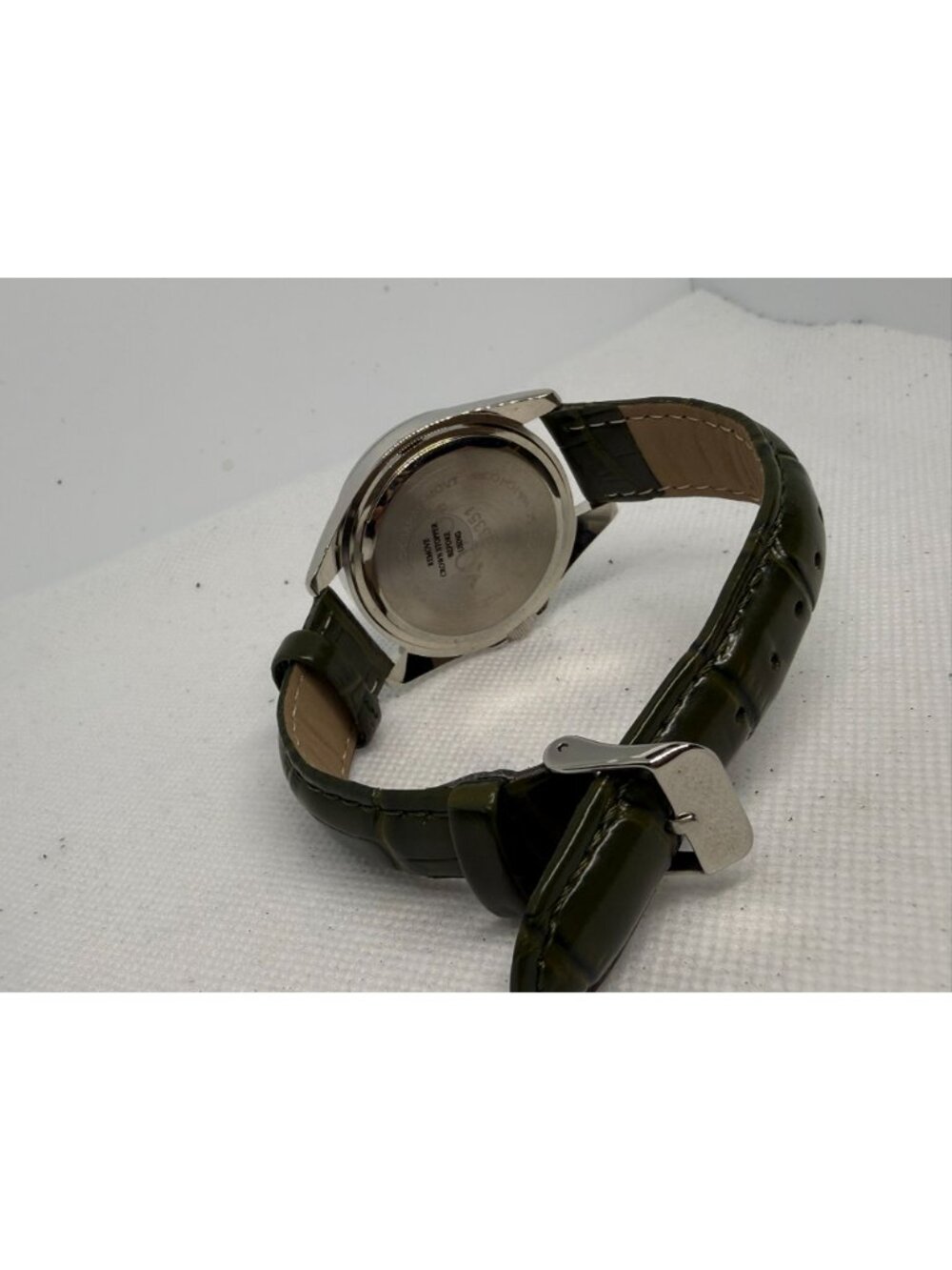 XOXO 3347 Women's 37mm Silver Crystal Bezel Faux Chrono Olive Green Band Watch - Picture 11 of 13